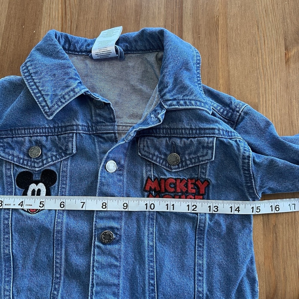 Vintage Disney Jean Jacket Kids Size 6 Mickey Mouse Retro Embroidered Patches - Picture 11 of 12